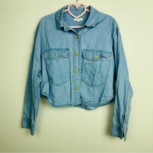 Z Supply Light Blue Denim Crop Top Size Medium - Picture 1 of 6